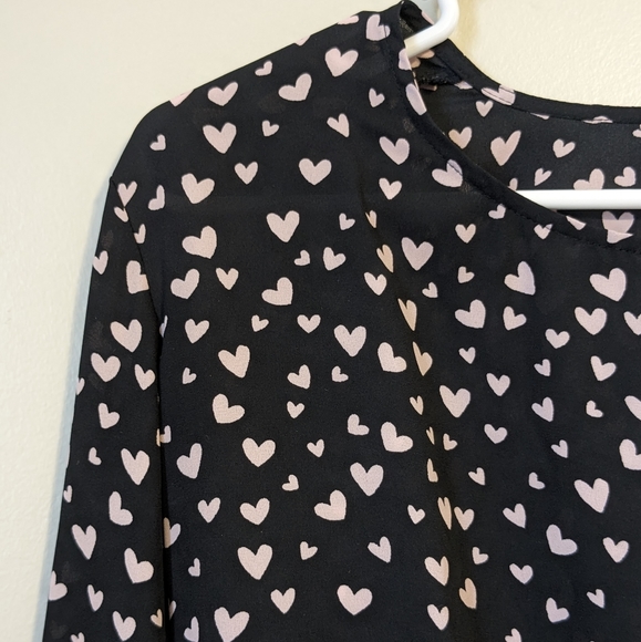 Divided H&M Polka Dot Heart Sheer Long Sleeve Top - Picture 4 of 8